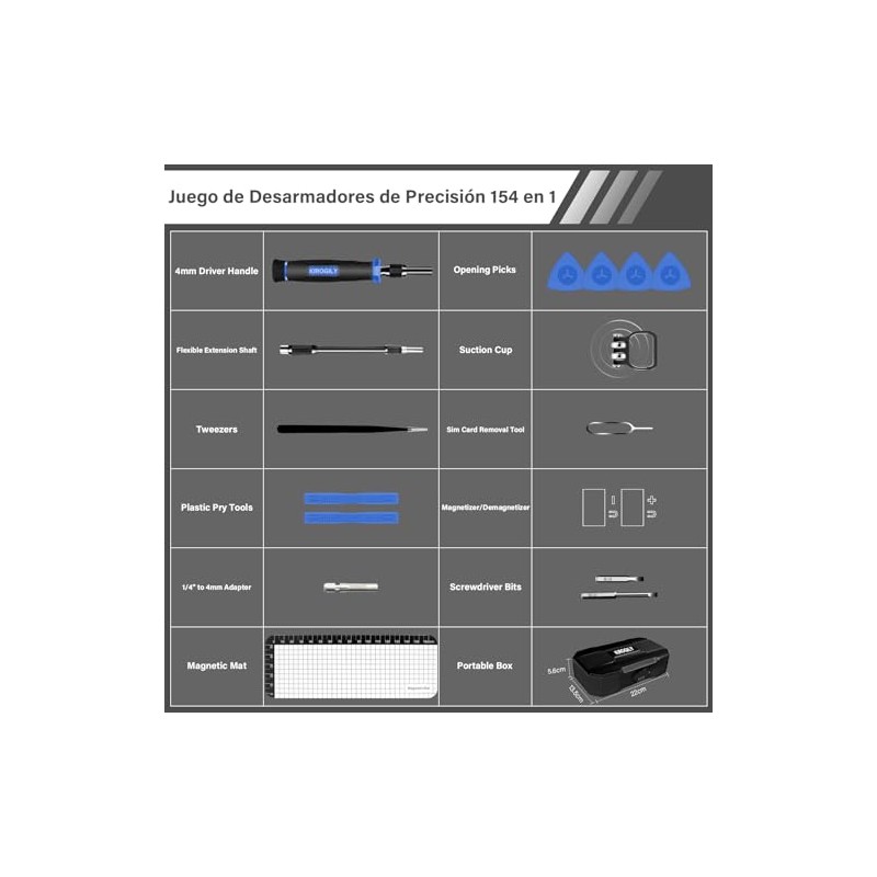 KIROGILY Juego de Desarmadores, Kit de Desarmadores para PC 154