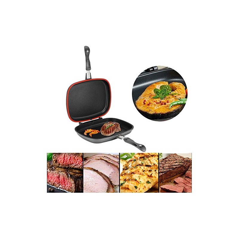 CHICIRIS Double Sided Frying Pan, Aluminum Grill Pan for Kitchen,