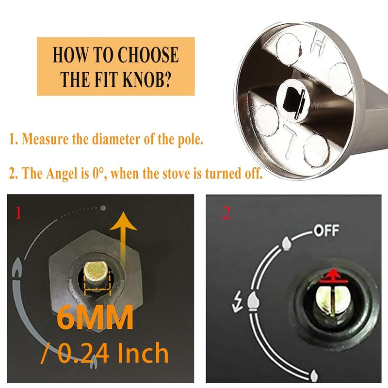 Vikrami lighting 6 Pcs Gas Stove Control Knobs, Metal 6mm