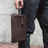 EnzoDesign Brown Cowhide Leather Toiletry Bag