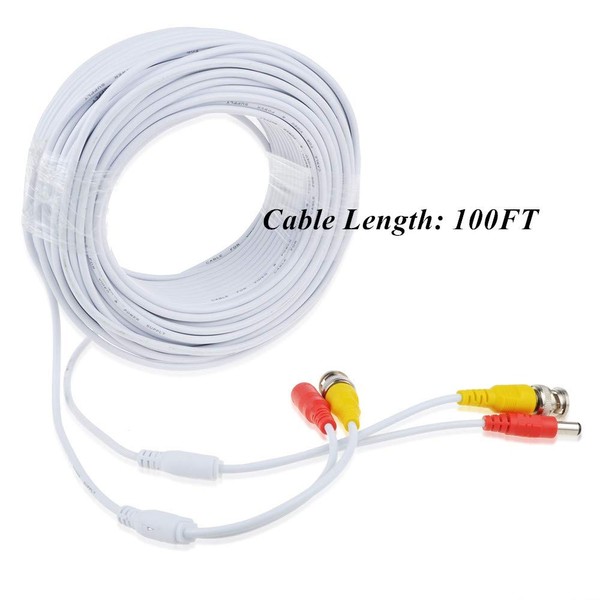 SLLEA White 100ft BNC Extension Cord Compatible with Swann 1080p