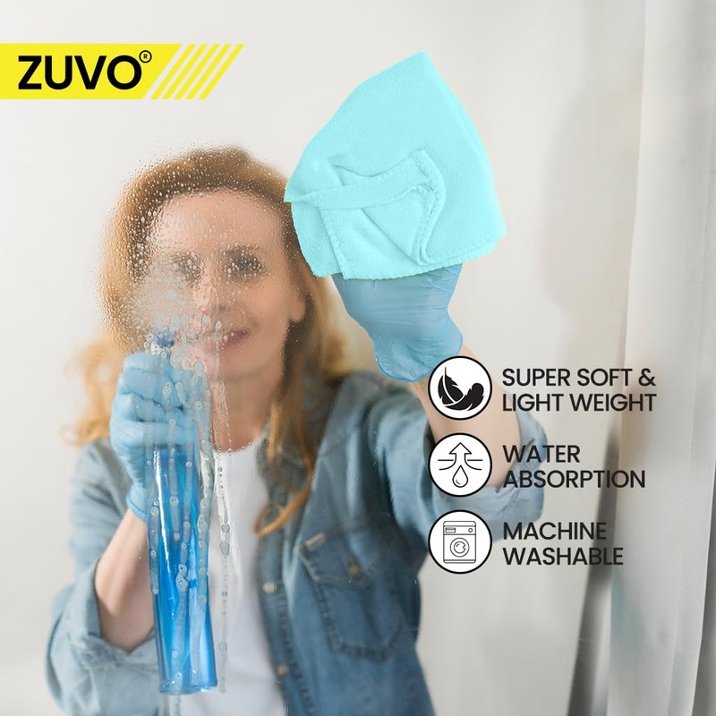 Zuvo Microfibre Cloth For Car(12-Pack)- Ultra Soft, Scratch Free, Highly
