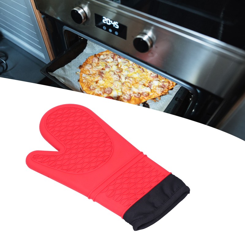 Silicone Oven Mitts with Cotton Heat Insulated Anti Scalding Baking
