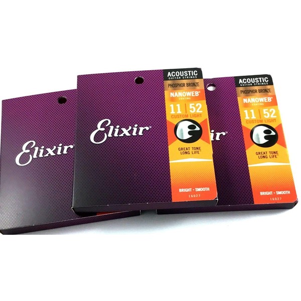 Elixir Nanoweb Custom Light Phosphor Bronze Acoustic Strings 16027 3