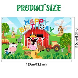 Tatuo Farm - Suministros para fiesta de cumpleaños de animales de granja, fondo de fotos de feliz cumpleaños, gran fondo de fotografía de granja, decoración para fiesta de cumpleaños de niños, baby