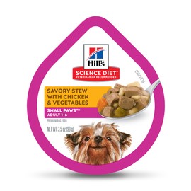 Hill's Science Diet Wet Dog Food, Adult, Small Paws for Small Breeds, Savory Stew Chicken & Vegetables, 3.5 oz Trays, 12-pack