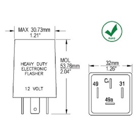 Memotronics ELF26L Turn Signal Flasher Relay, LED Compatible, 4 Prongs, 12 Volts