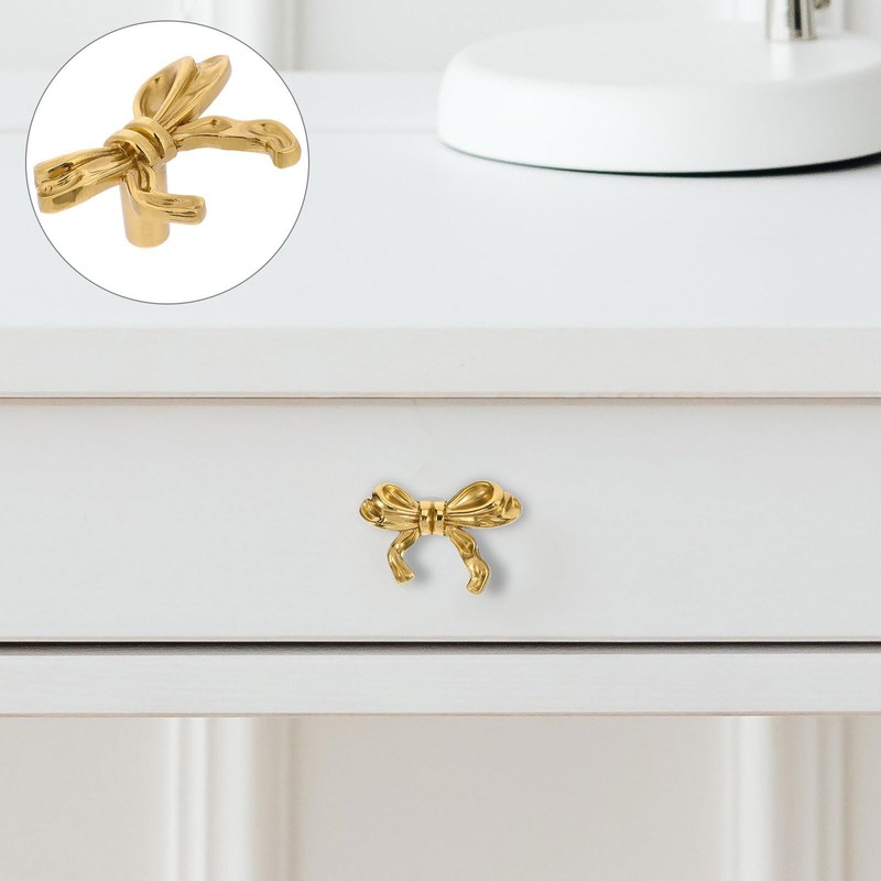 Artibetter Pack of 5 Bow Handle Dresser Drawer Handles Knobs