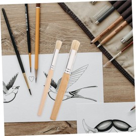 DOITOOL 6pcs Professional Paint Brush Set with Wooden Handle Versatile Nylon Hair Brushes for Acrylic Watercolor Oil Painting for Fine Details and Areas
