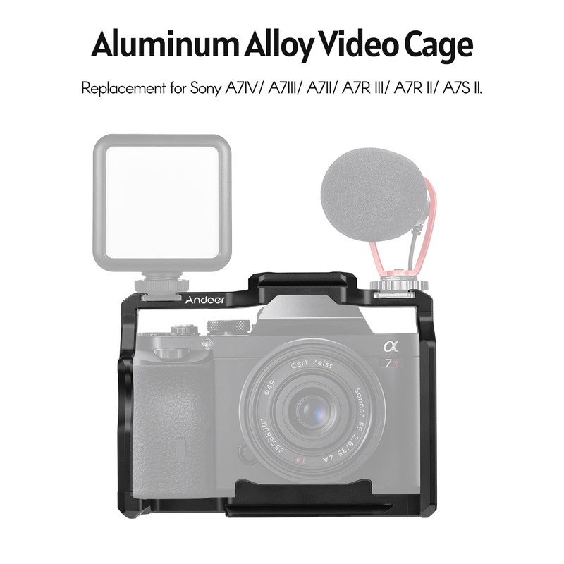 Andoer Camera Cage, Aluminium Alloy Video Cage with Two Cold