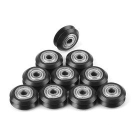 Oumefar Pack of 10 Deep Groove Pulley Pulley Metal V-Rail Pulley Wheel Plastic Passive Bearing Pulley for Linear Motion System