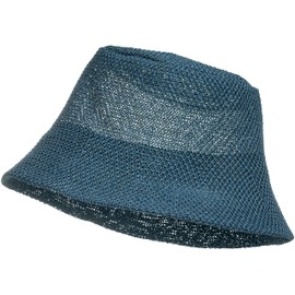 Caspar HT020 Casual Women's Summer Bucket Hat Made of Toyo Straw, blue