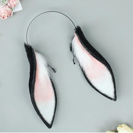 Faylay Women/Girls Cosplay Bunny Ears Rabbit Headband Animal Ears Furry Bunny Ears Party Accessories (MHTCET-2Black)