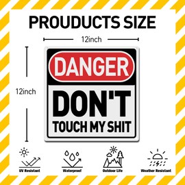 BTHUKO Funny Warning Signs - Don't Touch My Sh*t - Man Cave, Garage, Work Shop
