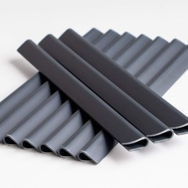 Rod Mat Fence Mounting Clips, Clamp Bars for Privacy Screen Strips in Grey, Anthracite, 19 cm High, Accessories for Cladding Double Rod Mat and Single Rod Mat Fences, Pack of 10