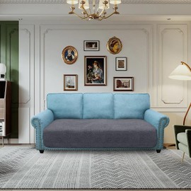 Granbest Super Soft Thick Sofa Seat Cushion Covers Non-Slip Seat Covers for 3 Seater Sofa Large Couch Cushion Cover for Pets (3 Seater, Grey)