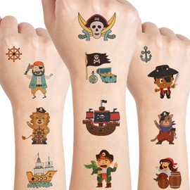 UVUXO Pirate Temporary Tattoo for kids - 75 Styles Cute Cartoon Temporary for Girls Boy Body Arm Shoulder Cute Tattoos Stickers, Birthday Party Supplies Gifts for Kids