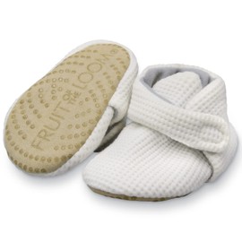 Fruit of the Loom Cozy Thermal Wrap Booties with Non-Skids for Baby Girls, Boys, Unisex - Ivory Waffle (6-12 Months)