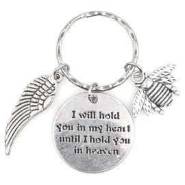 I Will Hold You in My Heart Until I Hold You in Heaven Angel Wing Memorial Sympathy Loss of Loved One Veterans Military Sadness Grief Mourn Mourning Hornet Sting Wasp Bumblebee Bee Keychain 114L