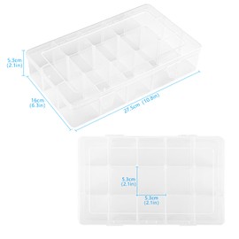LEMESO 15 Compartments Plastic Sorting Box Plastic Box Diamond Embroidery Sorting Box Storage Box Tool Container Storage Box for Small Parts Plastic Rhinestone Beads Nails (Pack of 2)