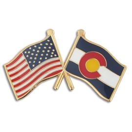 PinMart Colorado and USA Crossed Friendship Flag Enamel Lapel Pin - 25 Pack