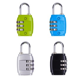 Bylion Luggage Locks, 3 Digit Travel Combination Luggage Locks with Alloy Body for School Gym Locker Suitcases (4, Blue, Green, Black, Gray)