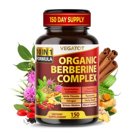 VEGATOT GlucoSavior Berberine Supplement with Ceylon Cinnamon, Bitter Melon, Gymnema - Supports Immune, Heart Health & Gastrointestinal Function (150 Count (Pack of 1))