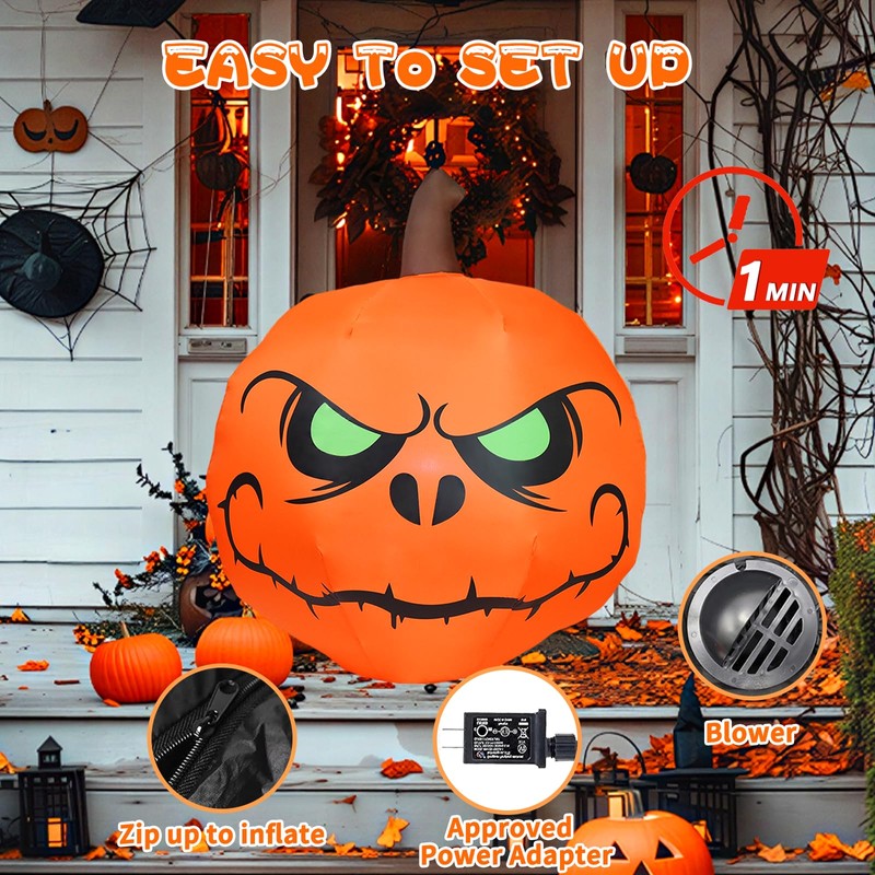 PIPIMOUSE 4 FT Halloween Inflatables Pumpkin Outdoor Decorations