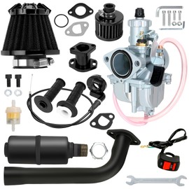 YOXUFA VM22 Carburetor 212cc Exhaust Muffler Stage 2 Kit Replacement for 224cc 196cc Coleman CT200U BT200X Baja MB200 KT196 Mini Bike Go Kart 6.5HP GX160 Engine Parts Mini Bike Throttle Assembly