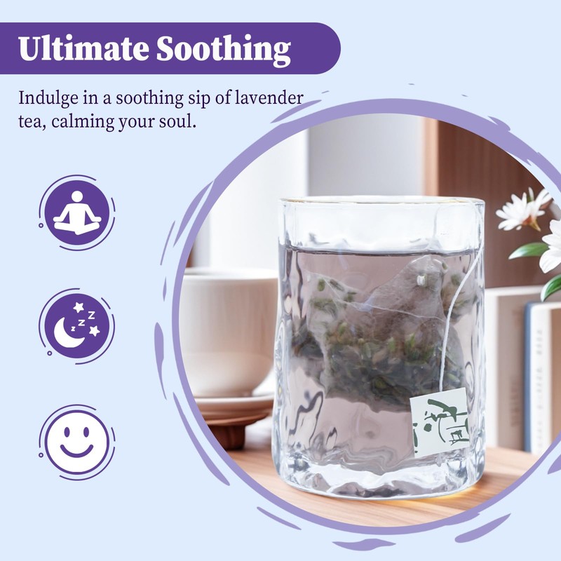 FullChea - Lavender Tea Bags, 50 Teabags - Pure Lavender
