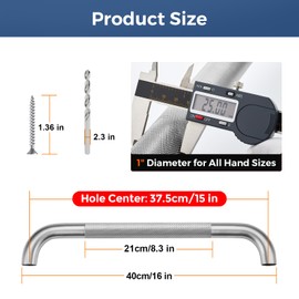 16 Inch Grab Bars for Shower, Stainless Steel Safety Handicap Grab Bars for Bathroom, Anti-Slip Shower Handle, Wall Mounted (2 Pack, Brushed Nickel)