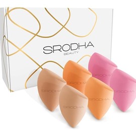 SRODHA Beauty Make Up Sponges Set | 6 Piece Pack | Liquid Makeup Blender Sponge Sets | For Blending Face Complexion Foundation Concealer Cream Products Powder (Tapered Neutral)