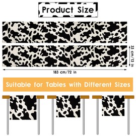 Kingdder 4 Pcs Linen Cow Print Table Runner Farm Black and White Cowhide Tablecloth Cow Print Table Cloths for Parties Kitchen Western Barnyard Cowboy Birthday Home Table Decorations (13 x 72 in)