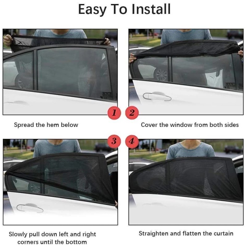 AUTOXBERT 4× Universal Car Side Window Sun Shade Breathable Screen