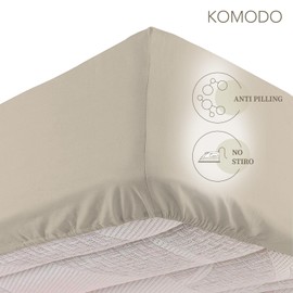 Komodo Fitted Sheet Single Bed Fitted Sheet with Corners Plain 100% Jersey Cotton Fitted Sheet Elastic Fabric 80/90 x 190/200 cm Taupe