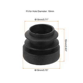 sourcing map 76 Pcs Round Plastic Plug, Tubing End Cap Plugs, 18mm(0.71 Inch) Furniture Leg Pipe Insert, Glide Protection for Chair, Sofa, Table, Shelf, Black