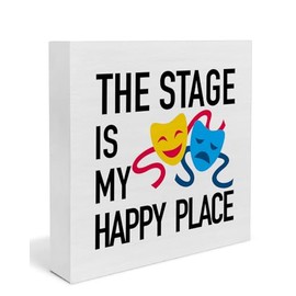 Theater Gifts, Musical Theater Decor, The Stage is My Happy Place Theatre Home Wooden Box Sign, Gifts for Musical Lovers