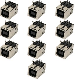 risingsaplings 10pcs USB 2.0 Standard Type B Female Socket Connector Jack Port 90 Degree Right Angle for Replacement Adapter Black