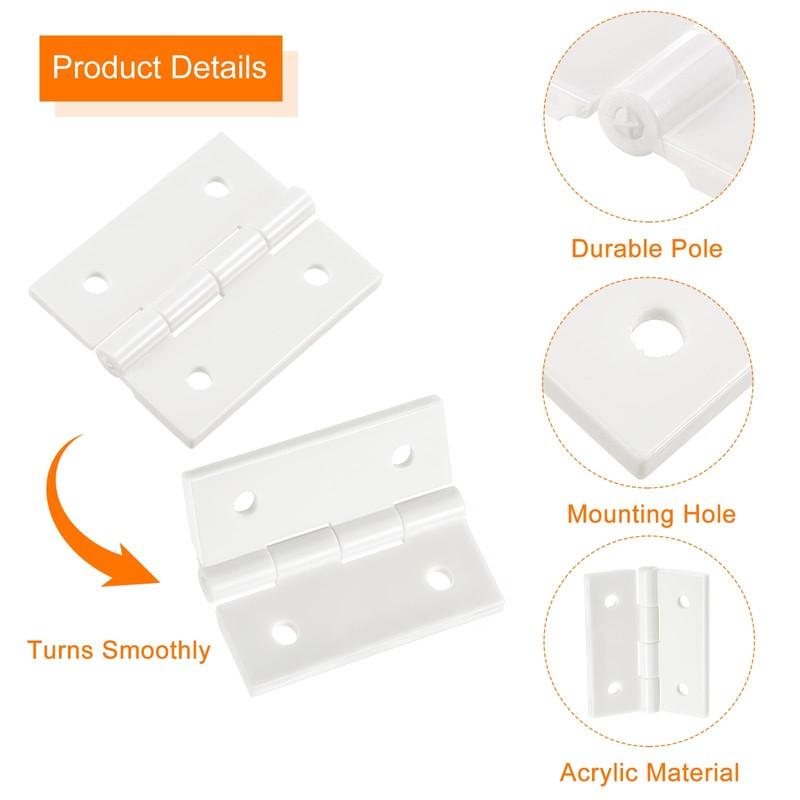 sourcing map 4 x Acrylic Hinges 1.8 x 1.5 Inch