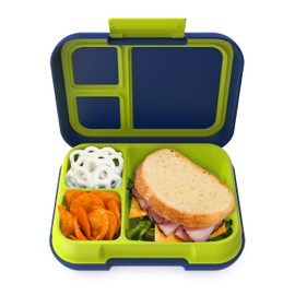 Bentgo Pop - Leak-Proof Lunch Box & Removable Divider for Ages 8+ & Teens - Lunch Container Holds 5 Cups of Food; 3-4 Compartments; Microwave/Dishwasher Safe; 2 Year Warranty (Navy Blue/Chartreuse)