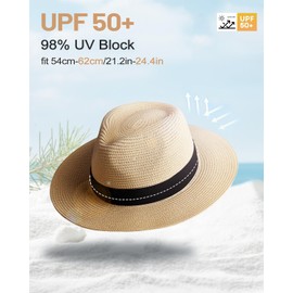 Zylioo M Straw Sun Hats for Men Women,Summer UV Protection Beach Hat,Wide Brim Holiday Hat for Vacation