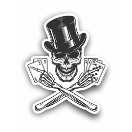 AMA SHOP Sticker PVC Shaped Skull with Poker Cards | Car Stickers | Sticker for Helmet, Motorcycle, Camper | Auto tuning