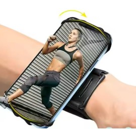 Smartphone Sports Armband, Adjustable Phone Holder for Running, Elastic Band with 360° Rotation, Black, for Gym, Running, Sports