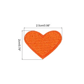 MECCANIXITY Heart Shaped Iron on Patches Embroidered Sew Patches Appliques Garment Embellishments for Clothing Repair Backpack Shoes Decoration Orange Pack of 30