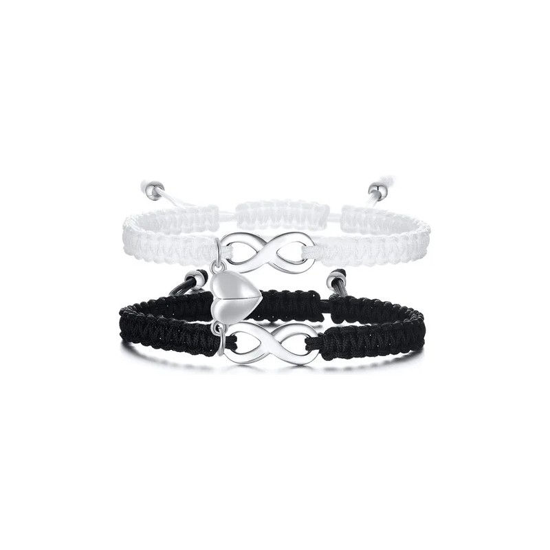 2pz Pulseras Pareja Con Imán Love Amor Infinito Regalo Mujer