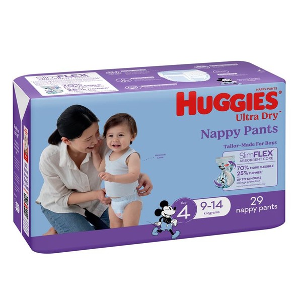 Huggies Ultra Dry Nappy Pants Size 4 9-14kg Boy 29 Pack
