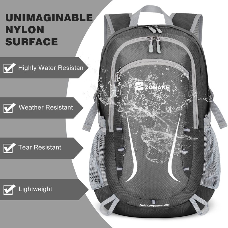 ZOMAKE 40L Foldable Backpack Lightweight Rucksack,Packable Small Backpacks Water Resistant