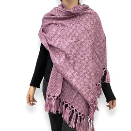 Rebozo Chal Pashmina bufanda de Estambre Artesanal Mexicano mide 65 cm de ancho x 190 cm de largo UNISEX (Rosa Palo)