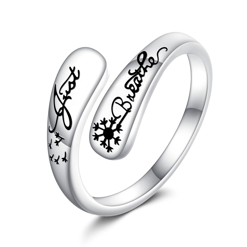 CUPENDA Dandelion Just Breathe Rings for Women 925 Sterling Silver