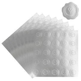 yyangz 650PCS Heart Shaped Envelope Stickers Embossed Self Adhesive Sealed Mouth Stickers with Gold Plating Wax Stickers Labels for Wedding Party Invitations Valentine Day Greeting Cards Silver